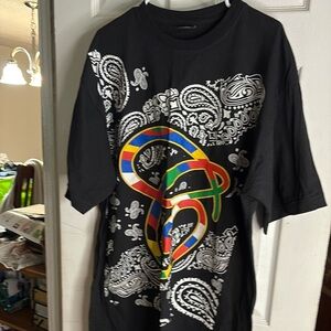 Graphic Image Black Multicolor Paisley Tee